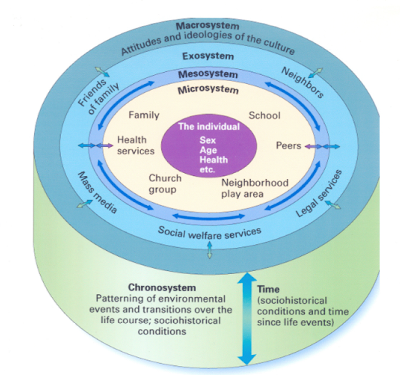 Bronfenbrenner’s theory shows educators that a student’s environment is a key factor in how they develop.  Not only do the teachers play a part of the environment, but so do friends, family, administrators, neighbours, and many more.