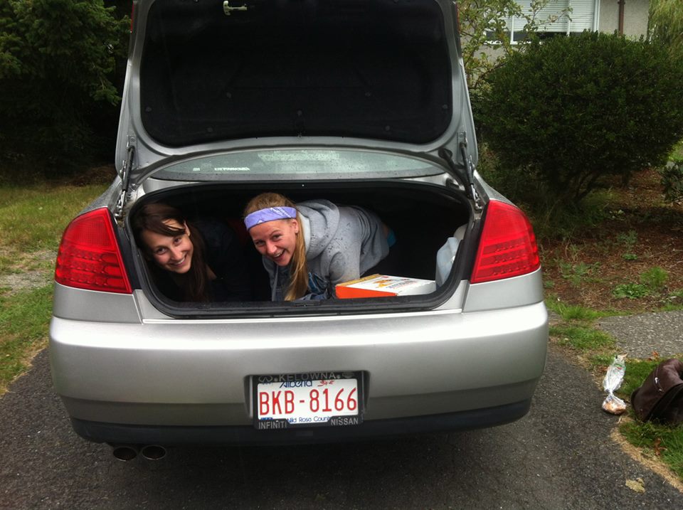 Challenge: fit two or more members in a trunk of a car
