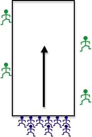 Aim: To promote agility and dodging bludgers for chasers, and accuracy for beaters.  Rules: 1. Beaters must throw behind side lines. 2. Once hit, a chaser must exit the game. 3. Chasers must carry one quaffle to the other side as a team.